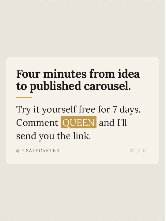 Cream call-to-action carousel cover